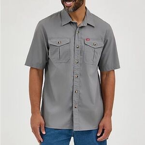 Wrangler Comfort Flex Men's Gray Short Sleeve Shirt Size XL